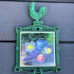 Vintage Cast Iron Footed Rooster Trivet